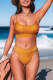 Orange Knit Textured Crop Bikini Set