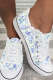 White Floral Lace Up Canvas Shoes