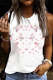 Watercolor Pink Floral Graphic Round Neck Shift Casual Tank Tops