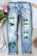 Shamrock Clover Casual Ripped Denim Jeans