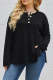 Plus Size Drop Shoulder Henley Sweater with Side Slits