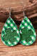 St. Patrick's Day Lucky Shamrock Glitter Plaid Earrings