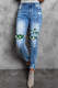 Shamrock Clover Ripped  Casual Jeans