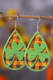 St. Patrick's Day Clover Emboss Plaid Drop Earrings