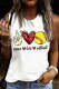 Peace Love Softball Graphic Round Neck Casual Tank Tops