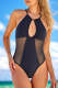 Mesh Joint Backless One-piece Swimsuit