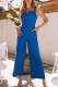 Solid V Neck Fit and Flare Basic Casual Jumpsuits