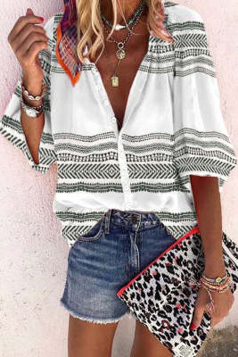 Women's Blouses Geometric Print Button-up Blouse