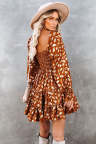 Printed Smocked Bodice Tiered Ruffled Mini Dress