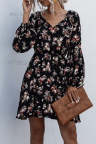 Women's Dresses Floral Print Lantern Sleeve Mini Dress