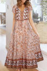 Women's Dresses Floral Print Drawstring Maxi Dress