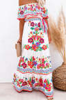 Women's Dresses Floral Print Off Shoulder Ruffle Maxi Dress