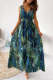 Floral Printed V Neck Open Back Sleeveless Maxi Dress