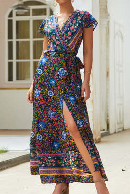 Women's Dresses Floral Tribal Print Belted Maxi Dress