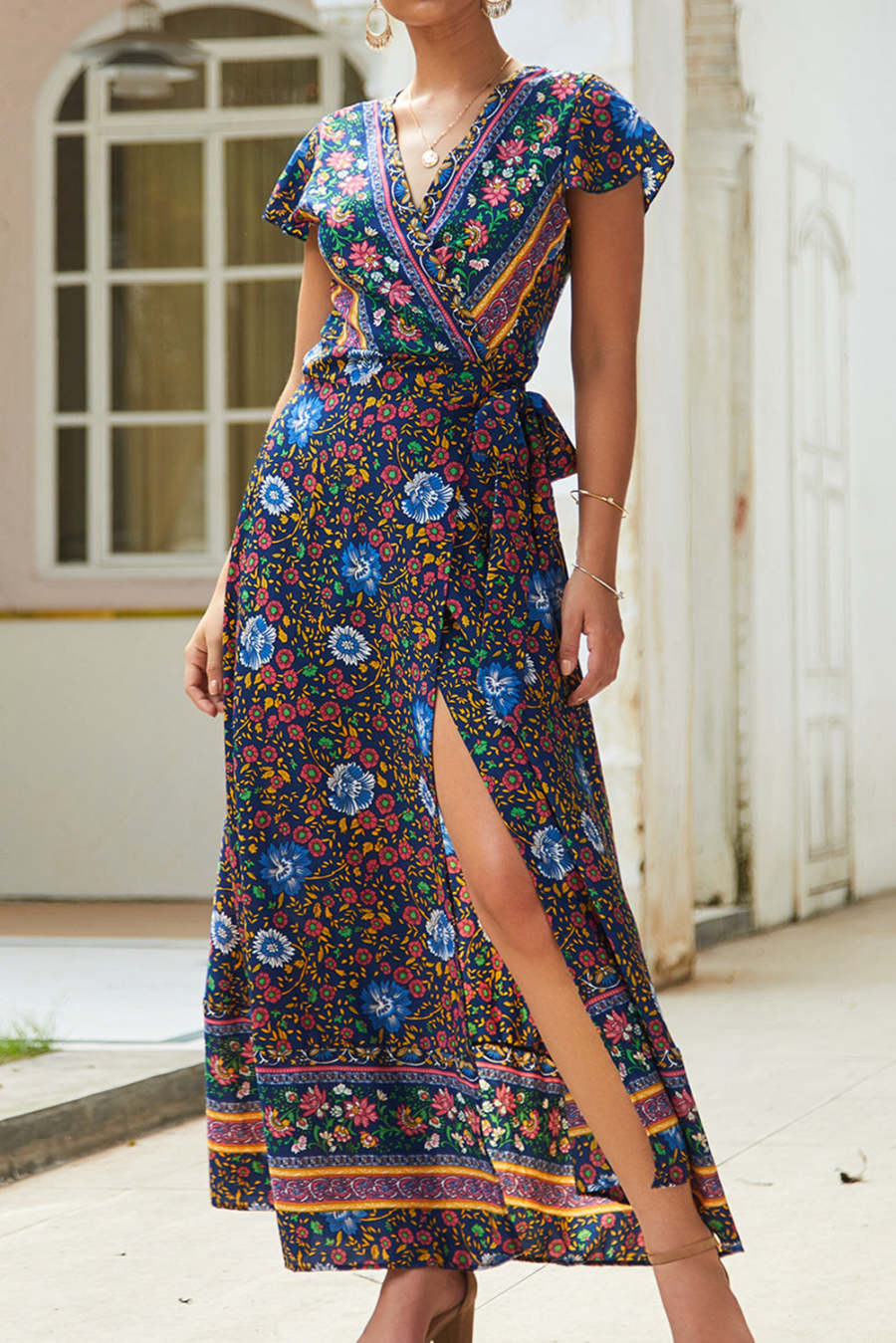 Women's Dresses Floral Tribal Print Belted Maxi Dress