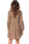 Leopard Ruffle V-Neck Flowy Loose Tunic Dress