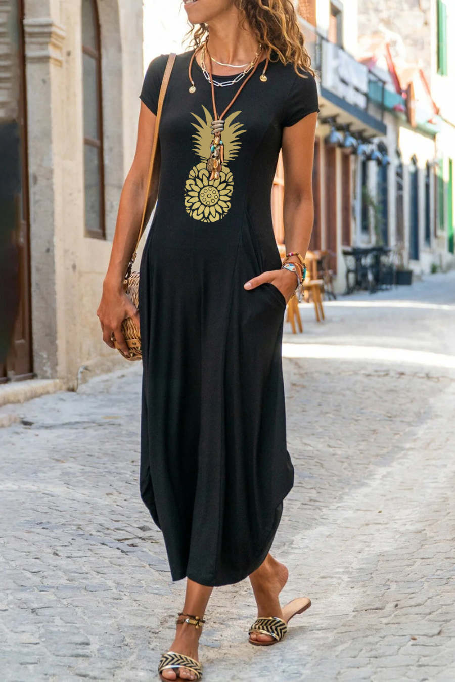 Women's Dresses Pineapple Print Maxi Dress