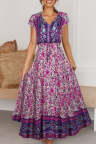 Women's Dresses Floral Print Drawstring Maxi Dress