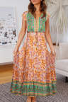 Women's Dresses Floral Print Drawstring Maxi Dress
