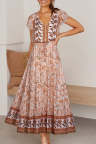 Women's Dresses Floral Print Drawstring Maxi Dress