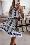 Women's Dresses Geometric Print Tassels Ruffled Mini Dress