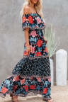 Women's Dresses Floral Print Off Shoulder Ruffle Maxi Dress