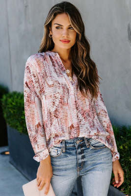Pattern Print Button Down Shirt