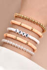 Women's Bracelets Colorful Soft Pottery Retro Pearl Five-piece Set