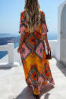 Women's Dresses Geometric Tribal Print Belted Split Maxi Dress