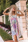 Spaghetti Straps Crossed Back Tie-dye Midi Dress