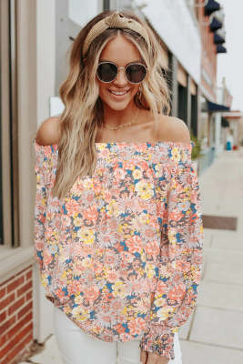 Off The Shoulder Smocked Floral Top