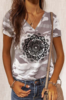 Women's T-shirts Camouflage Tribal Print T-shirt