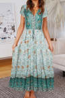 Women's Dresses Floral Print Drawstring Maxi Dress
