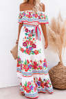 Women's Dresses Floral Print Off Shoulder Ruffle Maxi Dress