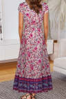 Women's Dresses Floral Print Drawstring Maxi Dress