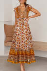 Women's Dresses Floral Print Drawstring Maxi Dress