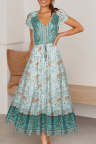 Women's Dresses Floral Print Drawstring Maxi Dress