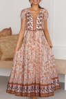 Women's Dresses Floral Print Drawstring Maxi Dress