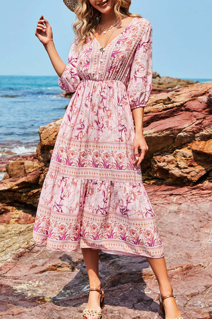 Women's Dresses Floral Print Midi Dress