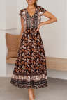 Women's Dresses Floral Print Drawstring Maxi Dress