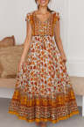 Women's Dresses Floral Print Drawstring Maxi Dress