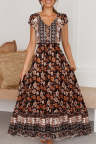 Women's Dresses Floral Print Drawstring Maxi Dress