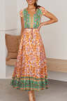 Women's Dresses Floral Print Drawstring Maxi Dress
