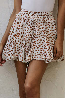 Printed Ruffled Hem A-Line Mini Skirt