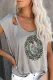 Women's T-shirts Leopard Cactus Print Cutout T-shirt