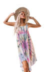 Spaghetti Straps Crossed Back Tie-dye Midi Dress