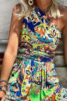 Women's Dresses Tribal Print Bohemian One Shoulder Maxi Dress