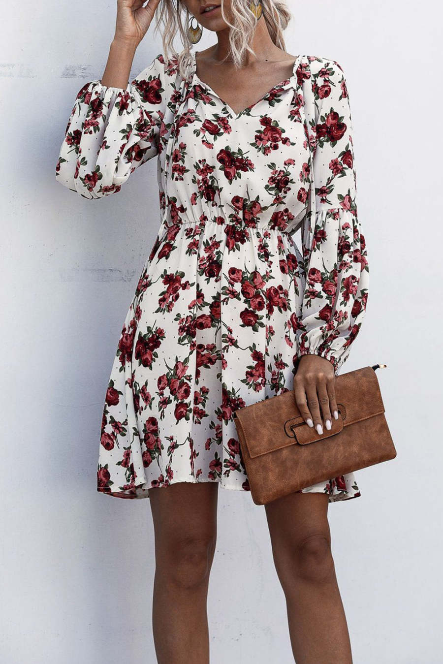 Women's Dresses Floral Print Lantern Sleeve Mini Dress