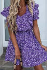 Women's Dresses Floral Print Ruffle Mini Dress