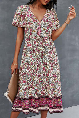Women's Dresses Floral Tribal Print Midi Dress